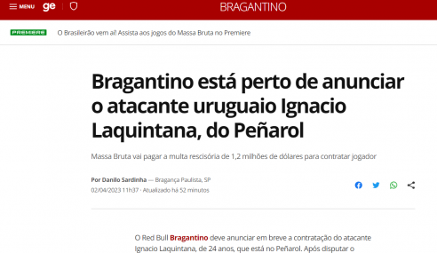 La prensa de Brasil ya se hace eco de la información de Ignacio Laquintana