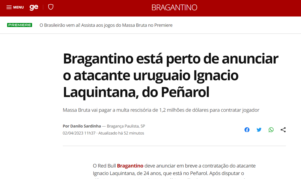 La prensa de Brasil ya se hace eco de la información de Ignacio Laquintana
