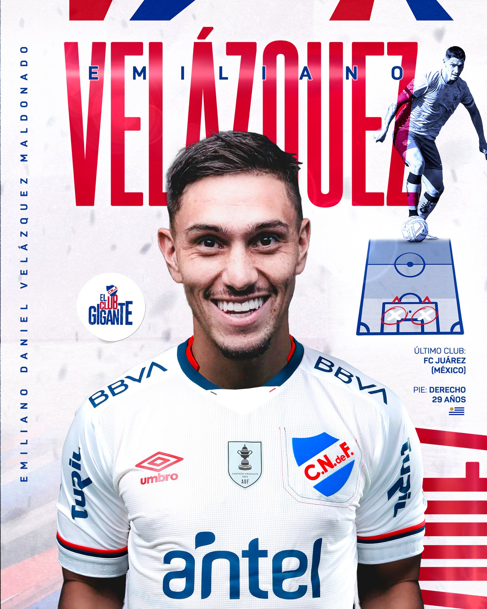 Emiliano Velázquez ya es jugador de Nacional